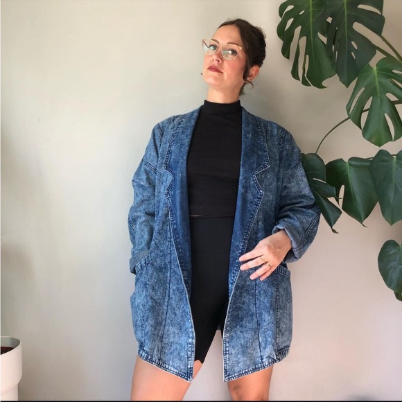 Vintage Retro Denim Blazer Jacket - Picture 2 of 3